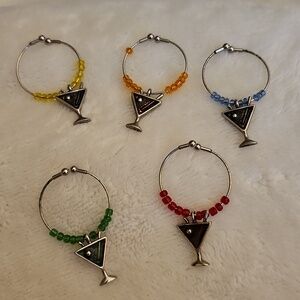 3/$30 Vintage Set of Five Colorful Beaded Martini Glass Charms